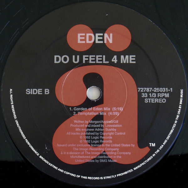 Eden : Do U Feel 4 Me (12", Single)