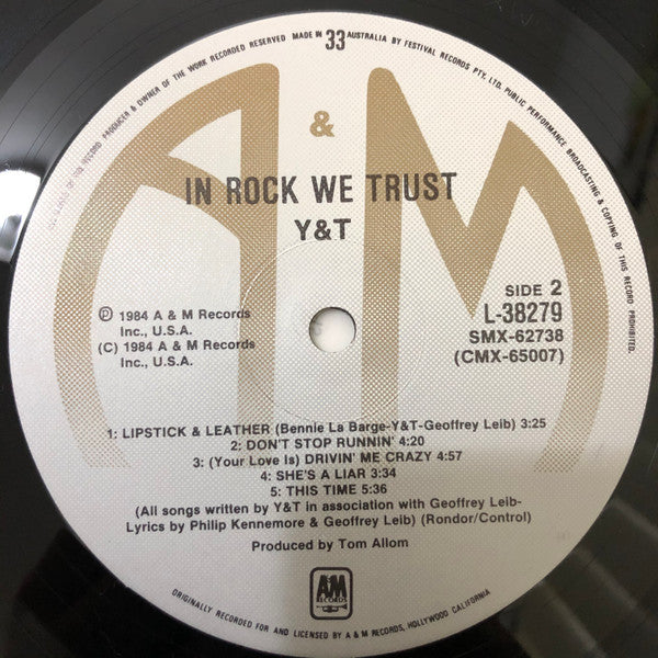 Y & T : In Rock We Trust (LP, Album)