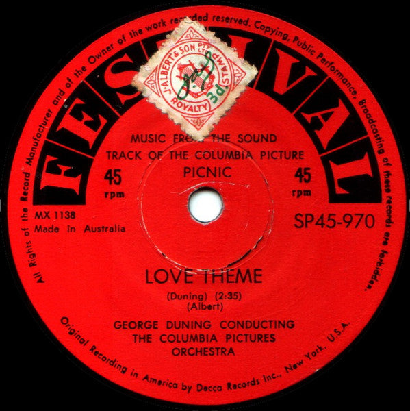 The Columbia Pictures Orchestra : Love Theme (7", Single)