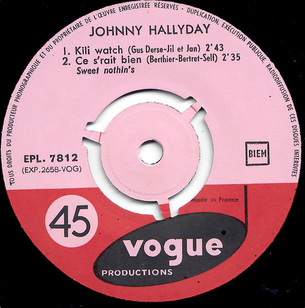 Johnny Hallyday : Kili Watch (7", EP, RP)