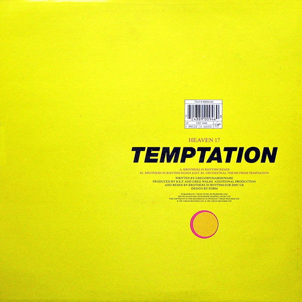 Heaven 17 : Temptation (Brothers In Rhythm Remix) (12", Single)