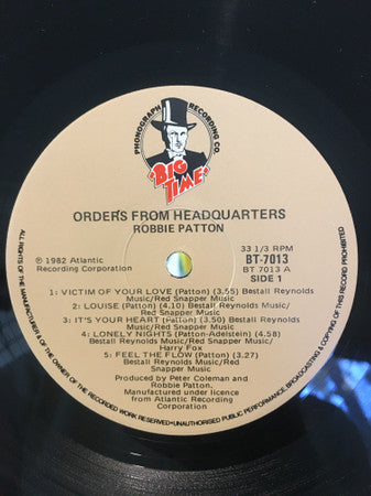 Robbie Patton : Orders From Headquarters (LP)