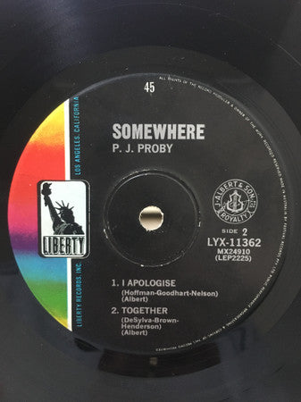 P.J. Proby : Somewhere (7", EP, Mono, RE)