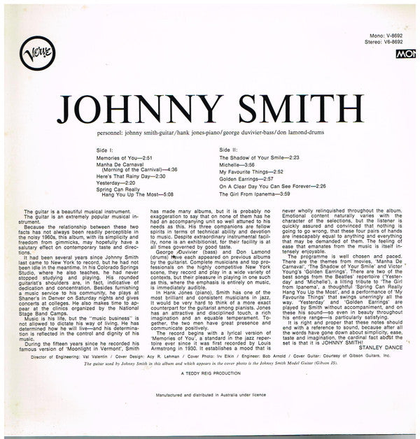 Johnny Smith : Johnny Smith (LP, Album, Mono)