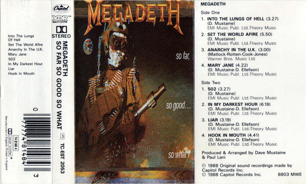 Megadeth : So Far, So Good... So What! (Cass, Album, Cle)