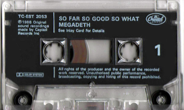 Megadeth : So Far, So Good... So What! (Cass, Album, Cle)