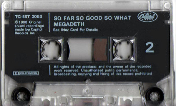 Megadeth : So Far, So Good... So What! (Cass, Album, Cle)