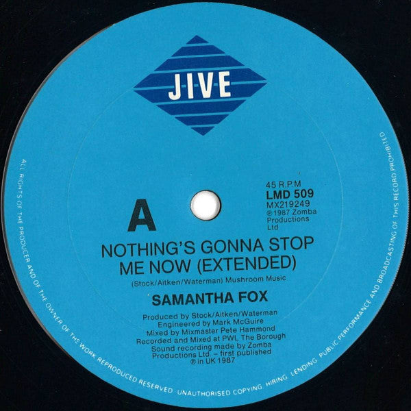 Samantha Fox : Nothing's Gonna Stop Me Now (12")