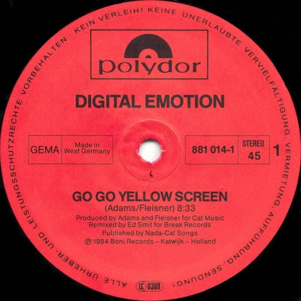 Digital Emotion : Go Go Yellow Screen / Humanity (12", Maxi)