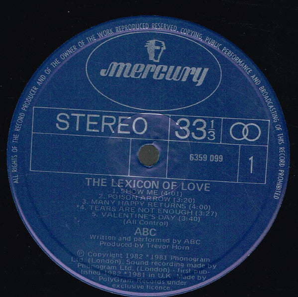 ABC : The Lexicon Of Love (LP, Album)