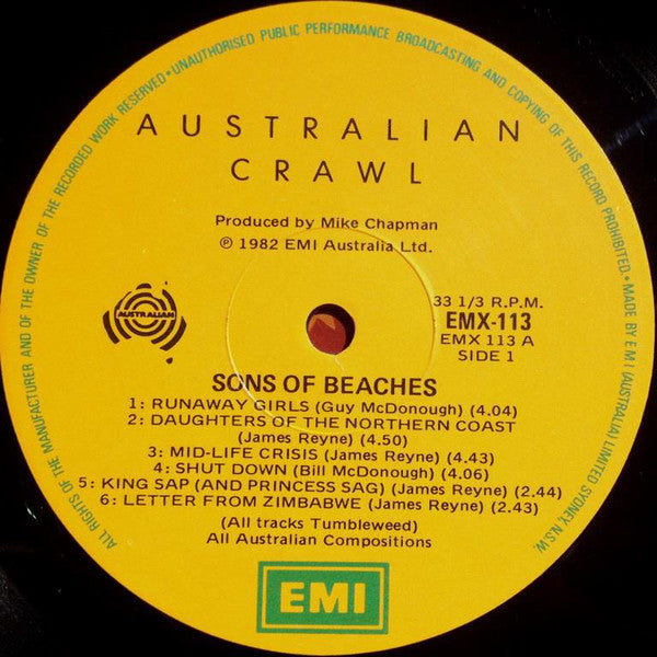 Australian Crawl : Sons Of Beaches (LP, Album)