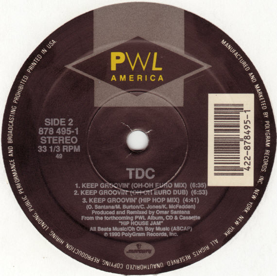T.D.C. : Keep Groovin' (12")