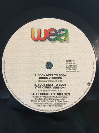 Falco Meets Brigitte Nielsen : Body Next To Body (12", Single)