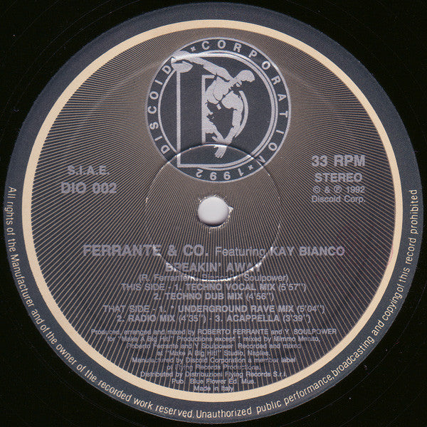 Ferrante &amp; Co. Featuring Kay Bianco : Breakin&#39; Away (12&quot;)