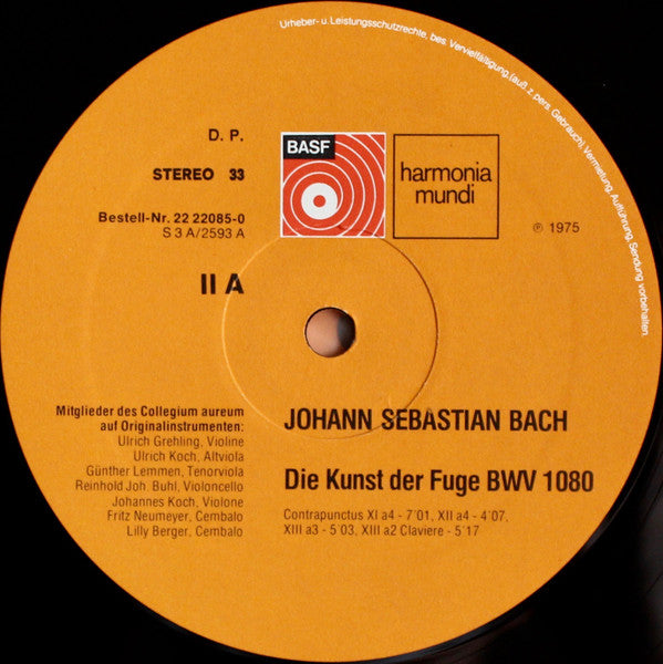 Johann Sebastian Bach - Collegium Aureum : Die Kunst Der Fuge (2xLP, Album, Gat)