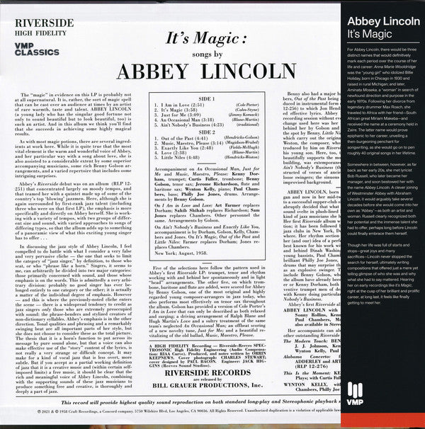 Abbey Lincoln : It's Magic (LP, Album, Mono, Club, RE, RM, 180)