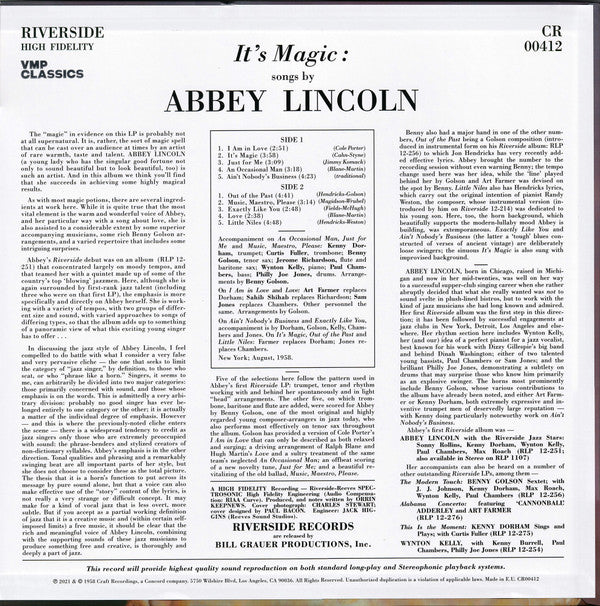 Abbey Lincoln : It's Magic (LP, Album, Mono, Club, RE, RM, 180)