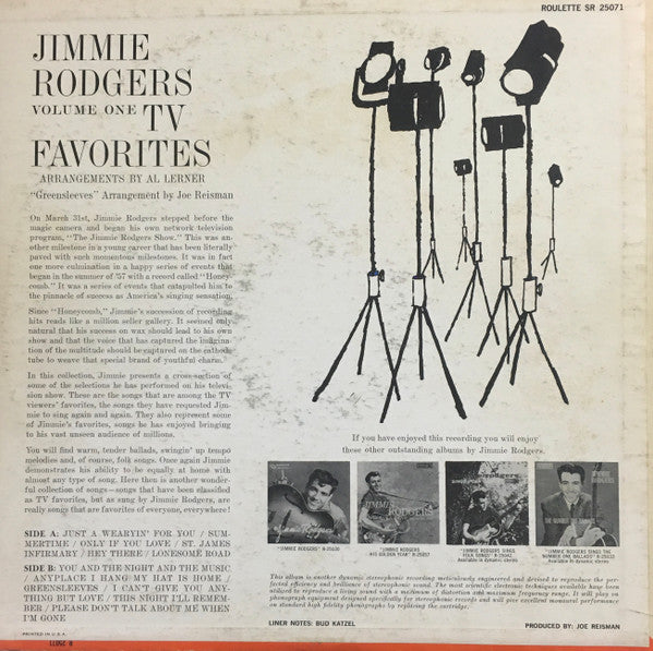 Jimmie Rodgers (2) : TV Favorites Volume 1 (LP, Album)