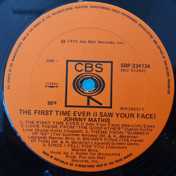 Johnny Mathis : The First Time Ever (I Saw Your Face) (LP, Album)