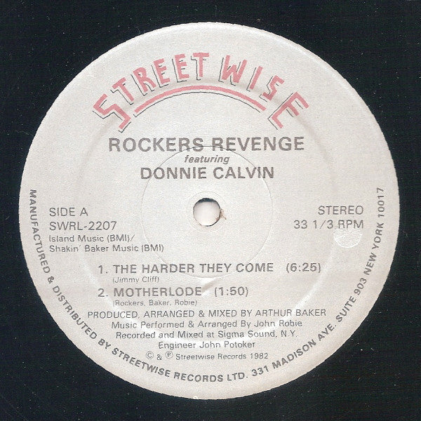 Rockers Revenge Featuring Donnie Calvin : The Harder They Come (12&quot;)