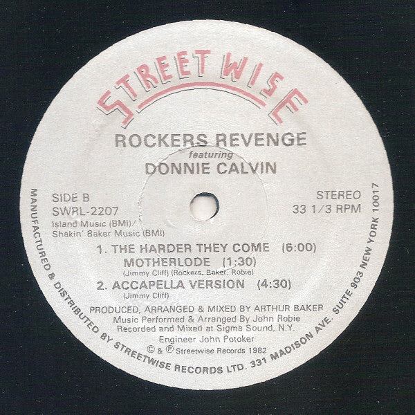 Rockers Revenge Featuring Donnie Calvin : The Harder They Come (12")