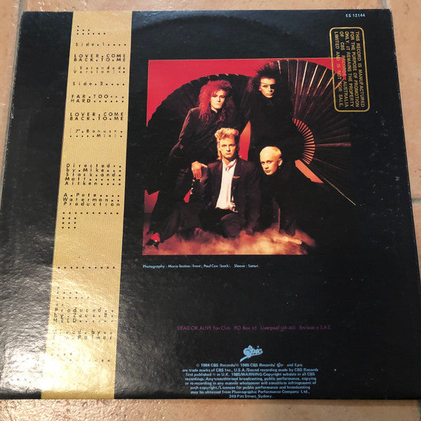Dead Or Alive : Lover Come Back To Me (12", Single, Promo)