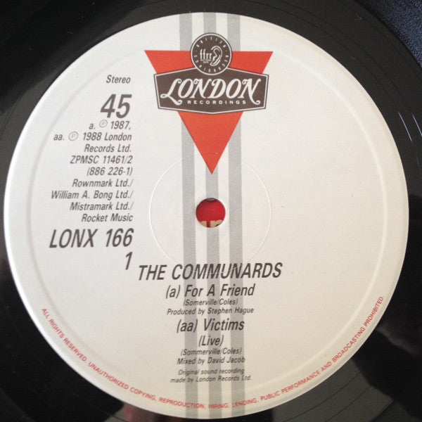 The Communards : For A Friend (12", Single)