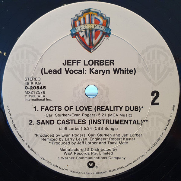Jeff Lorber Featuring Karyn White : Facts Of Love (12", Single, M/Print)