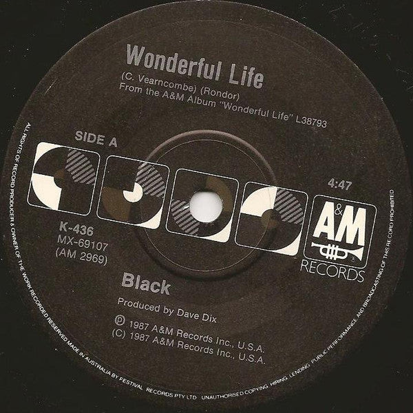 Black (2) : Wonderful Life (7", Single, Ltd)