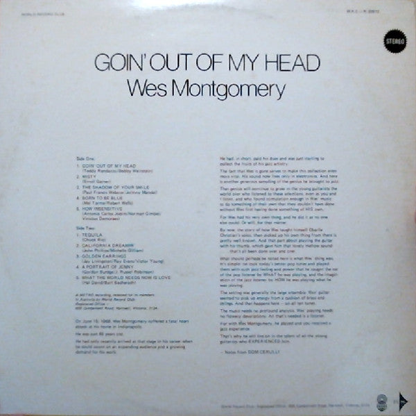 Wes Montgomery : Goin' Out Of My Head (LP, Comp, Club, RE)