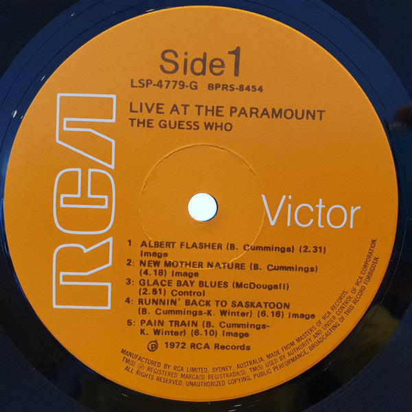 The Guess Who : Live At The Paramount (LP, Album, Gat)