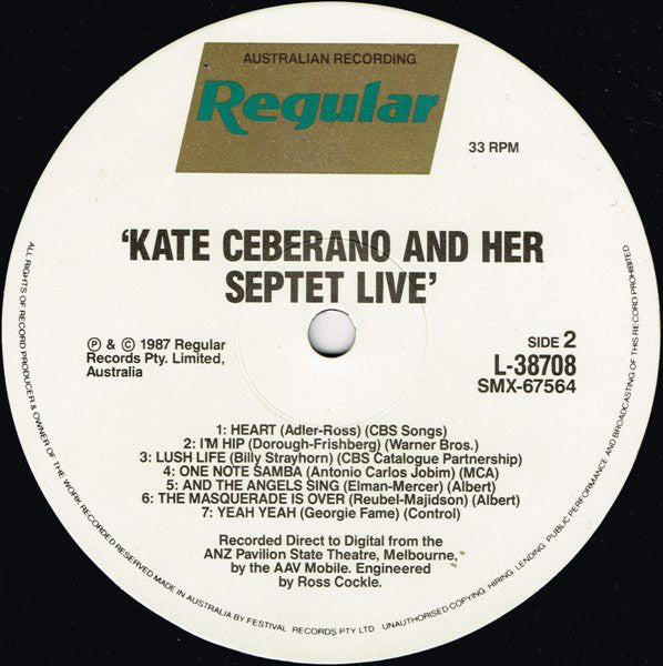 Kate Ceberano & Her Septet : Kate Ceberano & Her Septet (LP, Album)