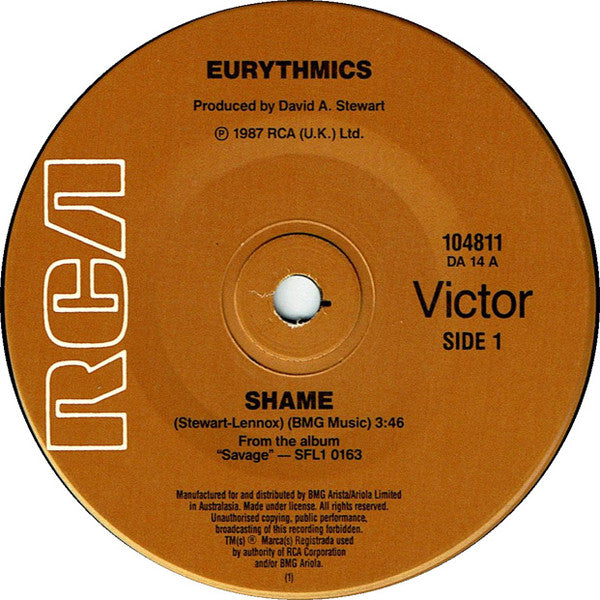 Eurythmics : Shame (7", Single)