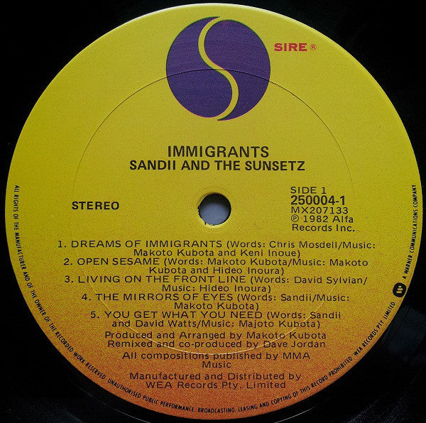 Sandii & The Sunsetz : Immigrants (LP, Album)