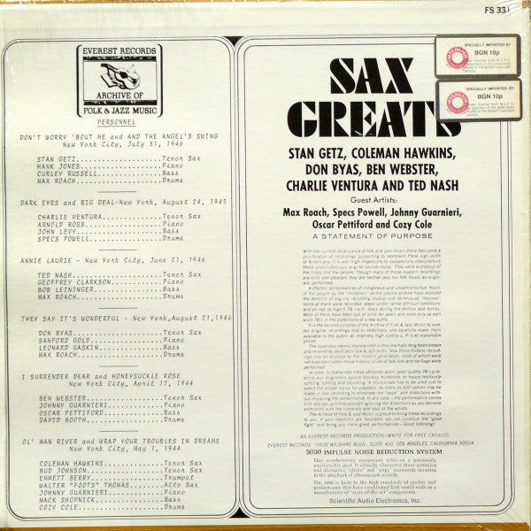 Various : Sax Greats (LP, Comp)