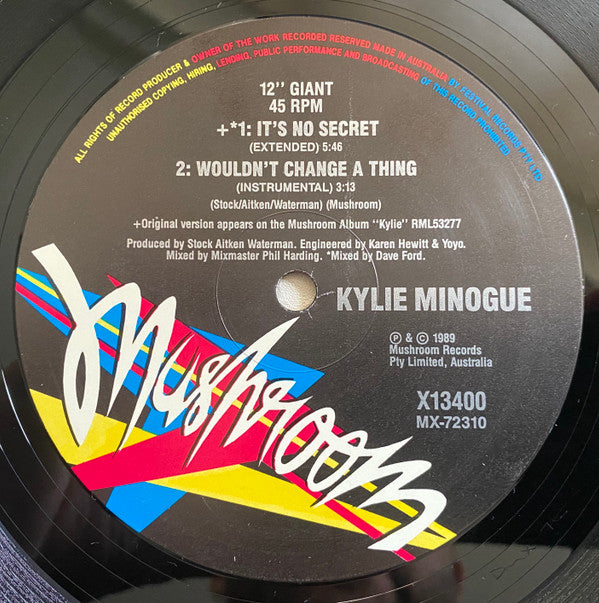 Kylie Minogue : Wouldn't Change A Thing (12", Single, Ltd)