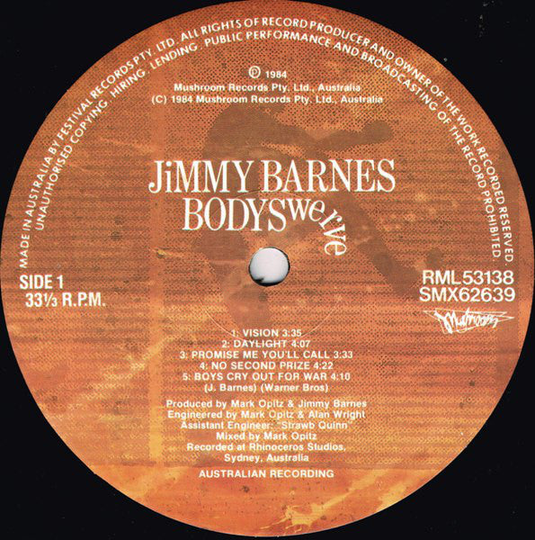 Jimmy Barnes : Bodyswerve (LP, Album)