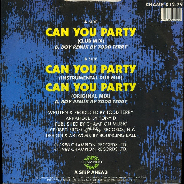 Royal House : Can You Party (B-Boy Remix) (12", Pic)
