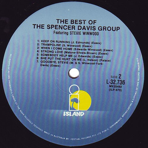 The Spencer Davis Group : The Best Of  Spencer Davis Group Featuring Steve Winwood (LP, Comp, RP)