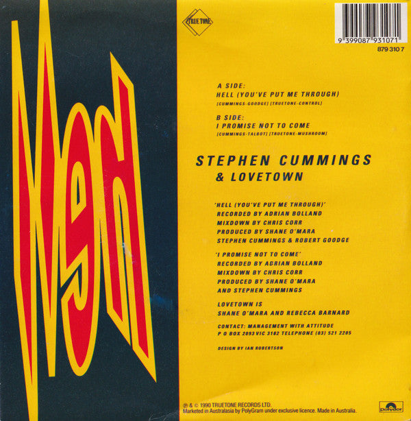 Stephen Cummings : Hell (You've Put Me Through) (7", Single)