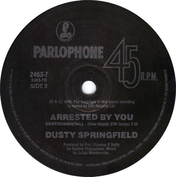 Dusty Springfield : Arrested By You (7", Single)