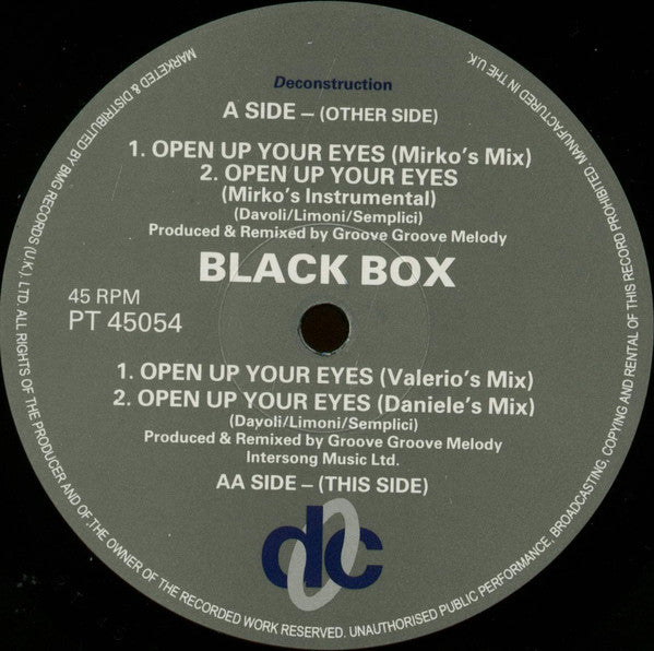 Black Box : Open Your Eyes (The Groove Groove Melody Remixes) (12")