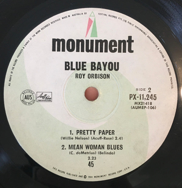 Roy Orbison : Blue Bayou (7", EP)