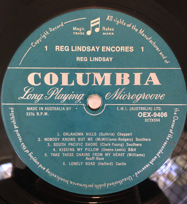 Reg Lindsay : Encores (LP, Comp, Mono)