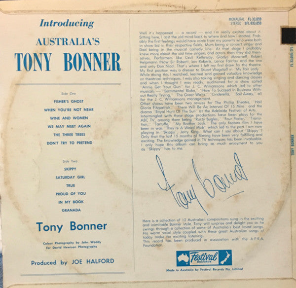 Tony Bonner (3) : Introducing Australia’s Tony Bonner (LP, Album, Comp)