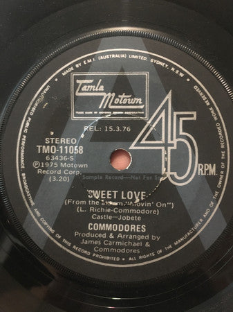 Commodores : Sweet Love (7&quot;, Single, Promo)