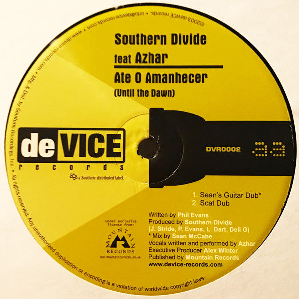 Southern Divide Feat Azhar : Ate O Amanhecer (Until The Dawn) (12")