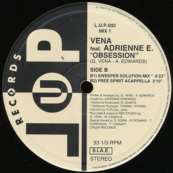 Giacomo Vena Feat. Adrienne Edwards : Obsession (2x12")