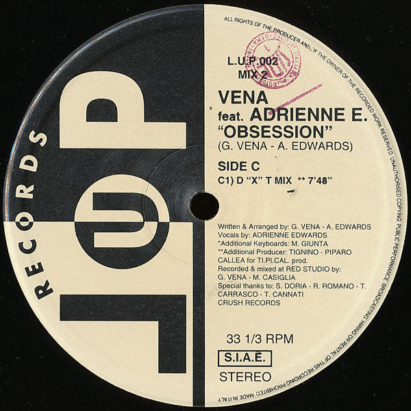Giacomo Vena Feat. Adrienne Edwards : Obsession (2x12")
