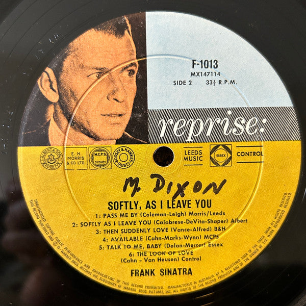 Frank Sinatra : Softly, As I Leave You (LP, Album, Mono, Sem)